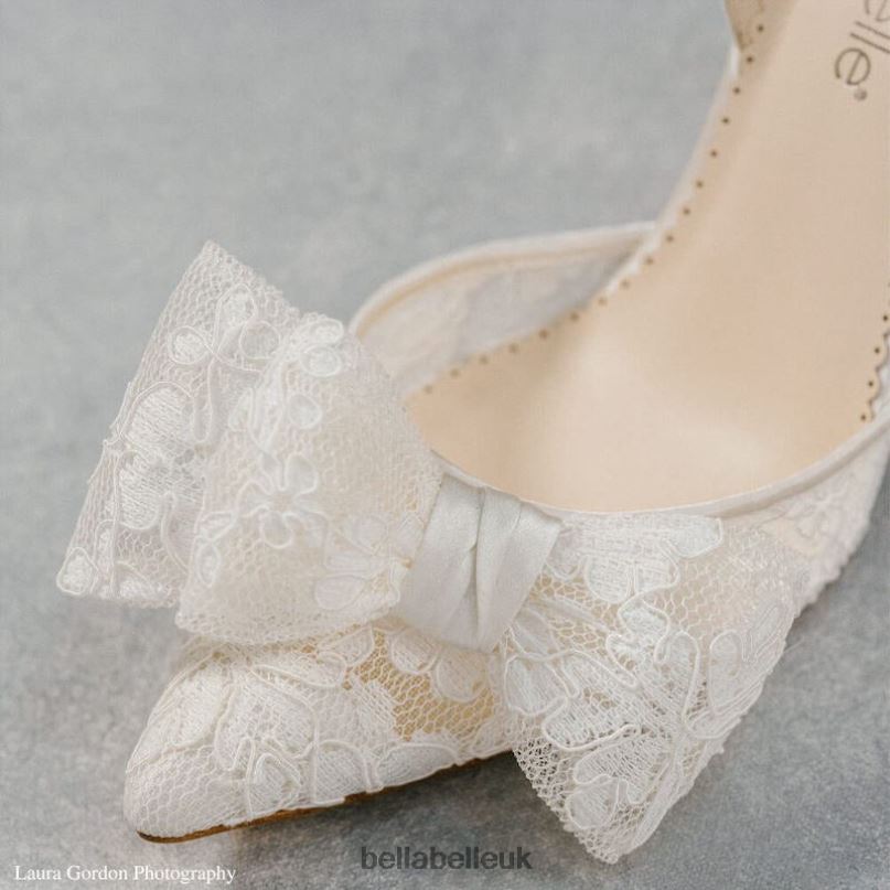 Bella Belle FRANCESCA Lace Slingback Wedding Shoes with Bow 2680231