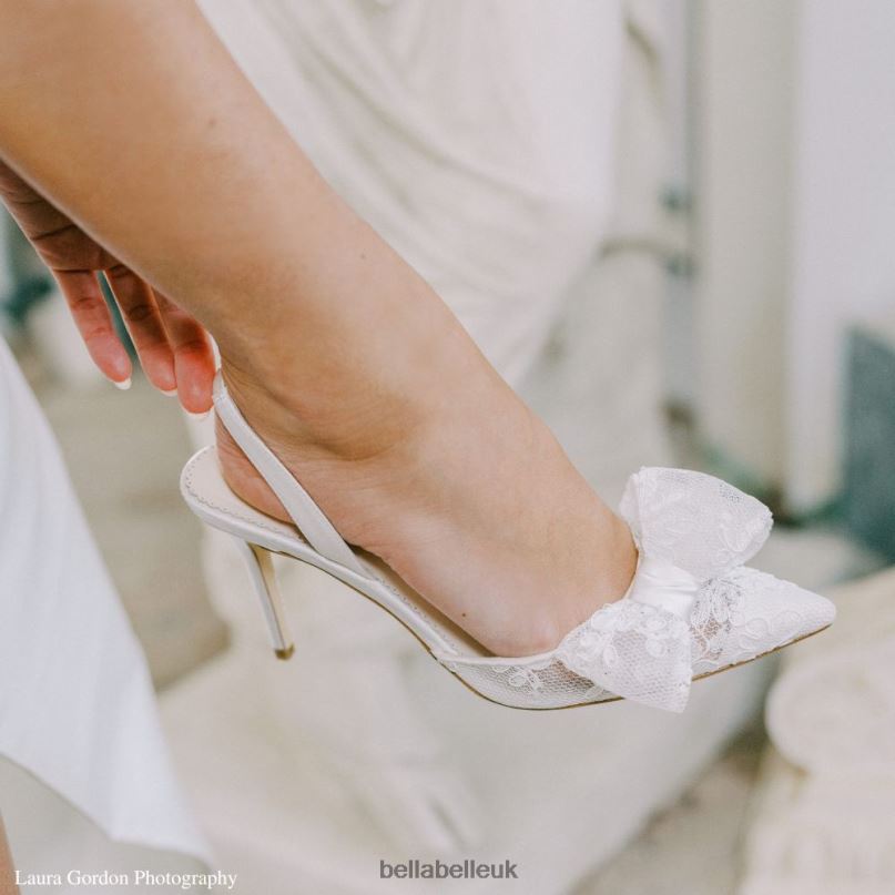 Bella Belle FRANCESCA Lace Slingback Wedding Shoes with Bow 2680231