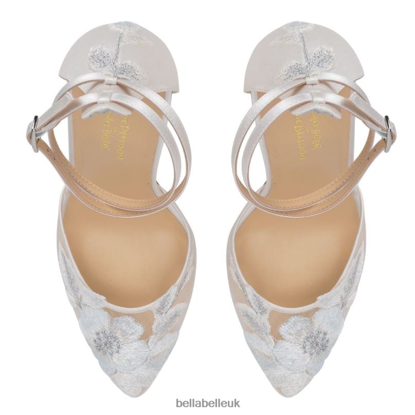 Bella Belle FREYA Mesh Flower Illusion Dusty Blue Bridal Shoes 2680216