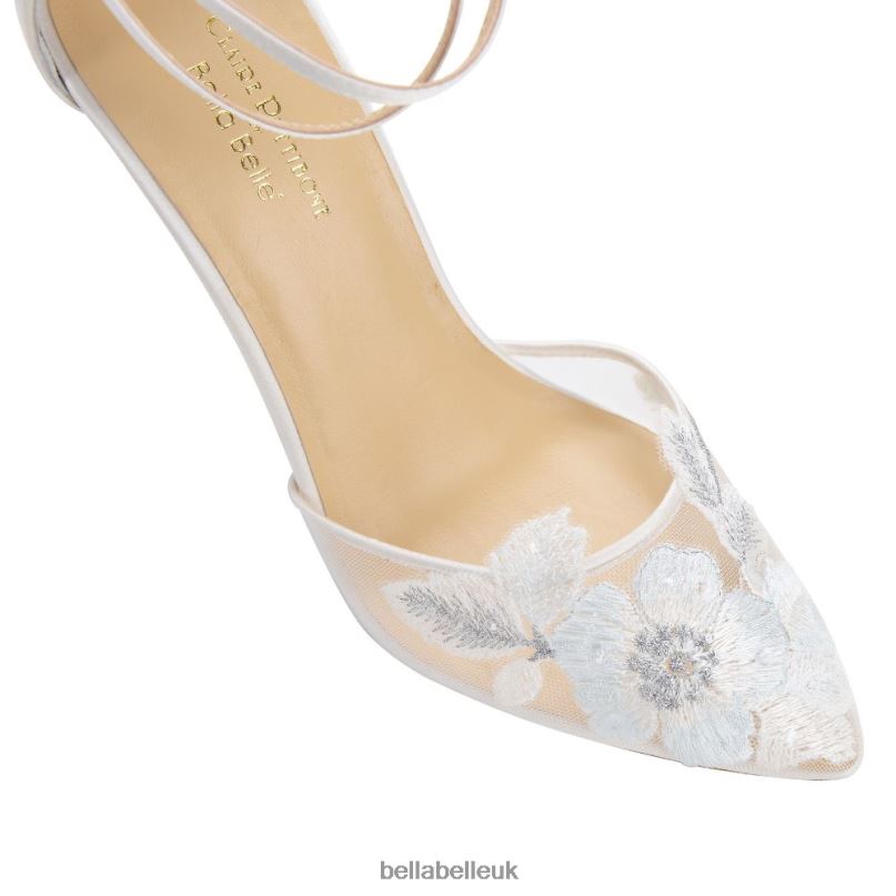 Bella Belle FREYA Mesh Flower Illusion Dusty Blue Bridal Shoes 2680216