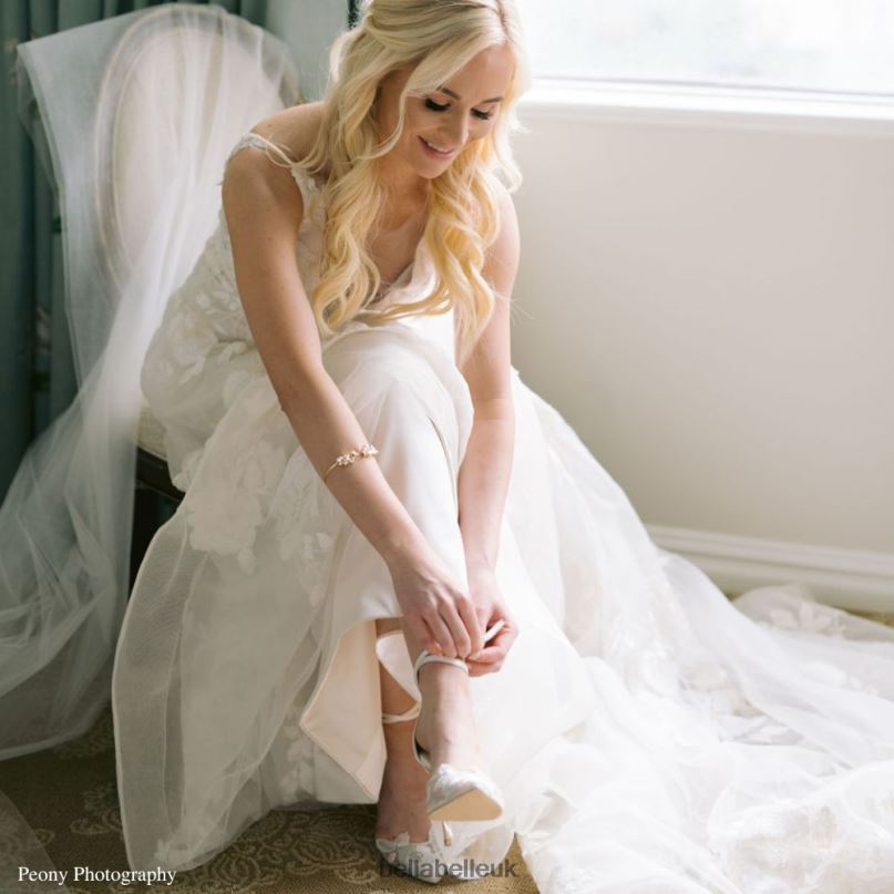 Bella Belle FREYA Mesh Flower Illusion Dusty Blue Bridal Shoes 2680216