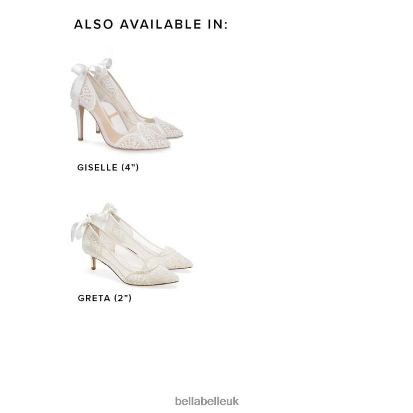 Bella Belle GISELLE Ivory Lace Boho Wedding Heels with Ribbon Tie 2680211