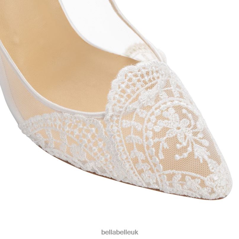 Bella Belle GISELLE Ivory Lace Boho Wedding Heels with Ribbon Tie 2680211