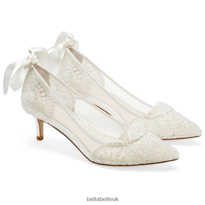 Bella Belle GRETA French Embroidered Ivory Low Heel Lace Wedding Shoes 2680227