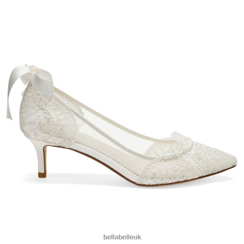 Bella Belle GRETA French Embroidered Ivory Low Heel Lace Wedding Shoes 2680227