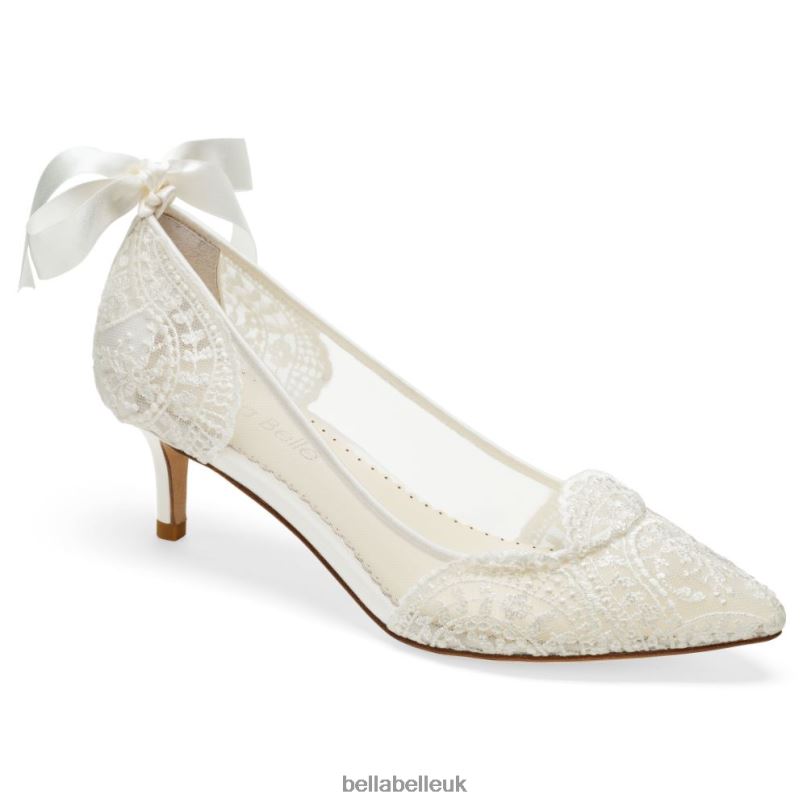 Bella Belle GRETA French Embroidered Ivory Low Heel Lace Wedding Shoes 2680227