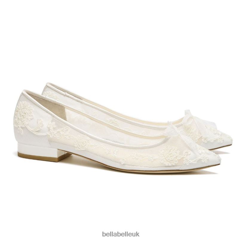 Bella Belle ISABELLA Ivory Lace Appliqu¨¦ Flat Lace Wedding Shoes 2680232