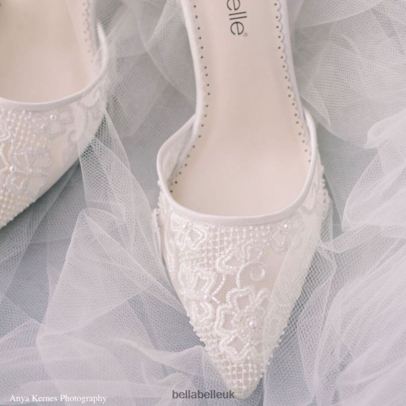 Bella Belle IVY Floral Embroidered Lace Flats for Wedding with Pearls 2680222