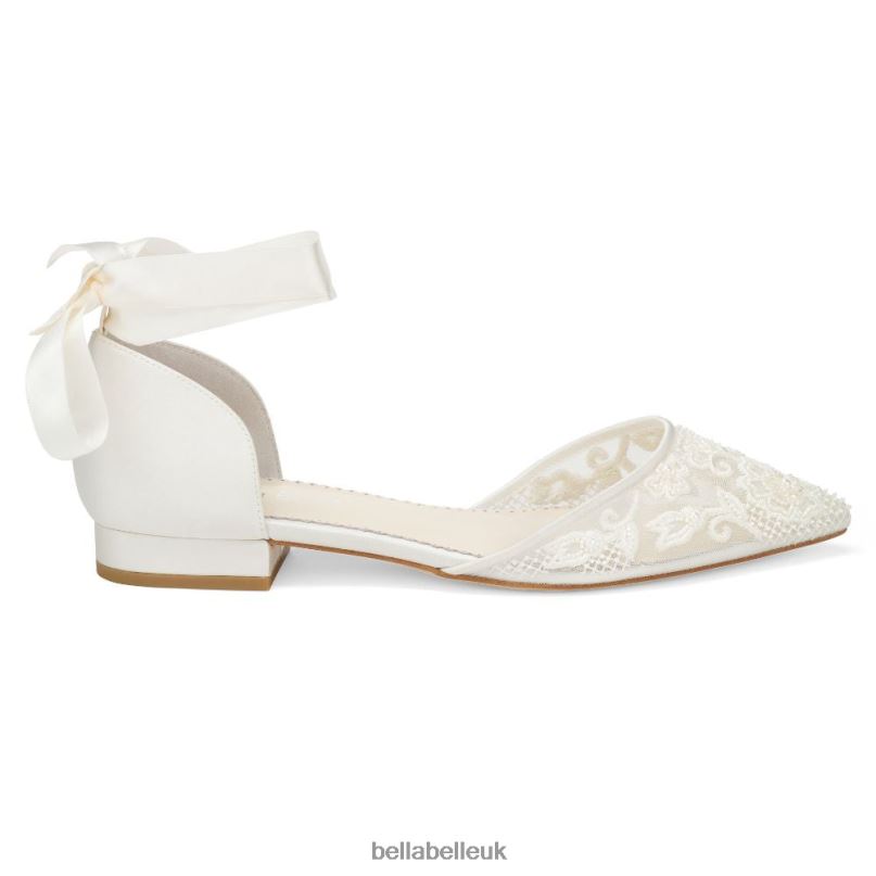 Bella Belle IVY Floral Embroidered Lace Flats for Wedding with Pearls 2680222