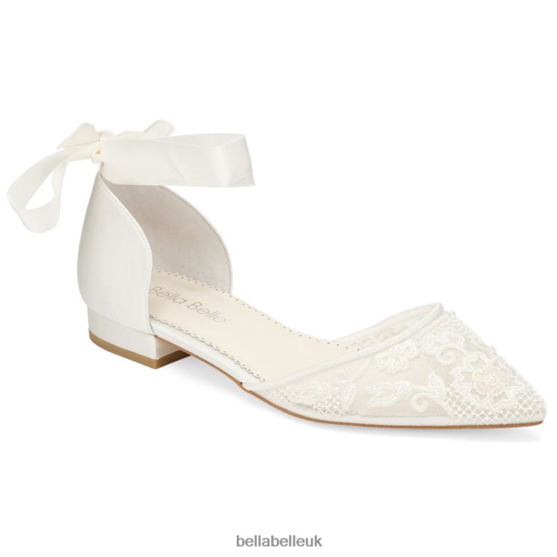 Bella Belle IVY Floral Embroidered Lace Flats for Wedding with Pearls 2680222