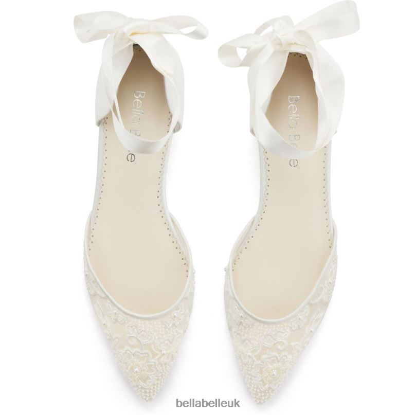 Bella Belle IVY Floral Embroidered Lace Flats for Wedding with Pearls 2680222