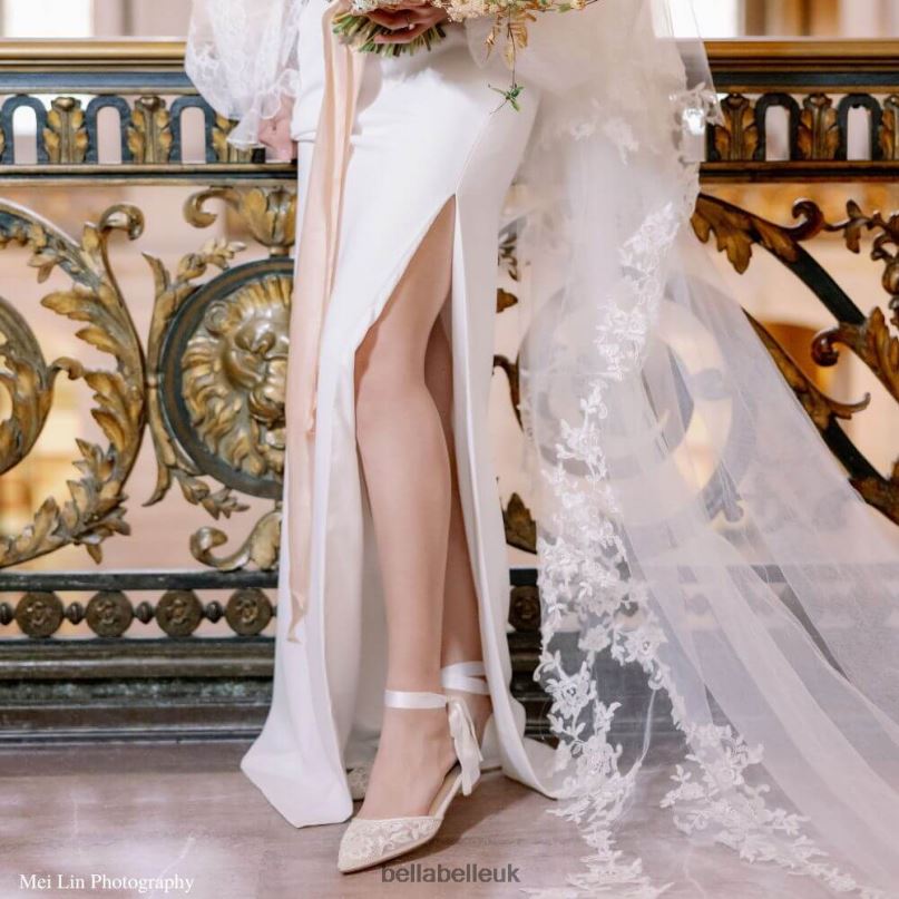 Bella Belle IVY Floral Embroidered Lace Flats for Wedding with Pearls 2680222