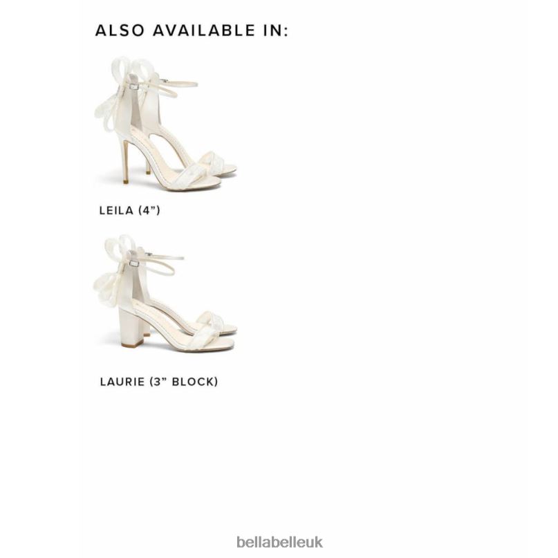 Bella Belle LAURIE Ivory Lace Open Toe Block Heels with Bow 2680229