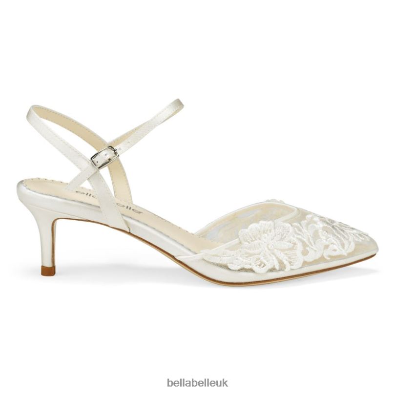 Bella Belle MINA Floral Lace Low Heel Shoes with Pearl Accents 2680217