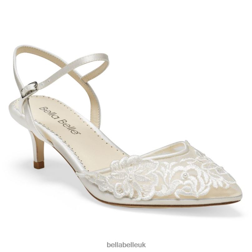 Bella Belle MINA Floral Lace Low Heel Shoes with Pearl Accents 2680217
