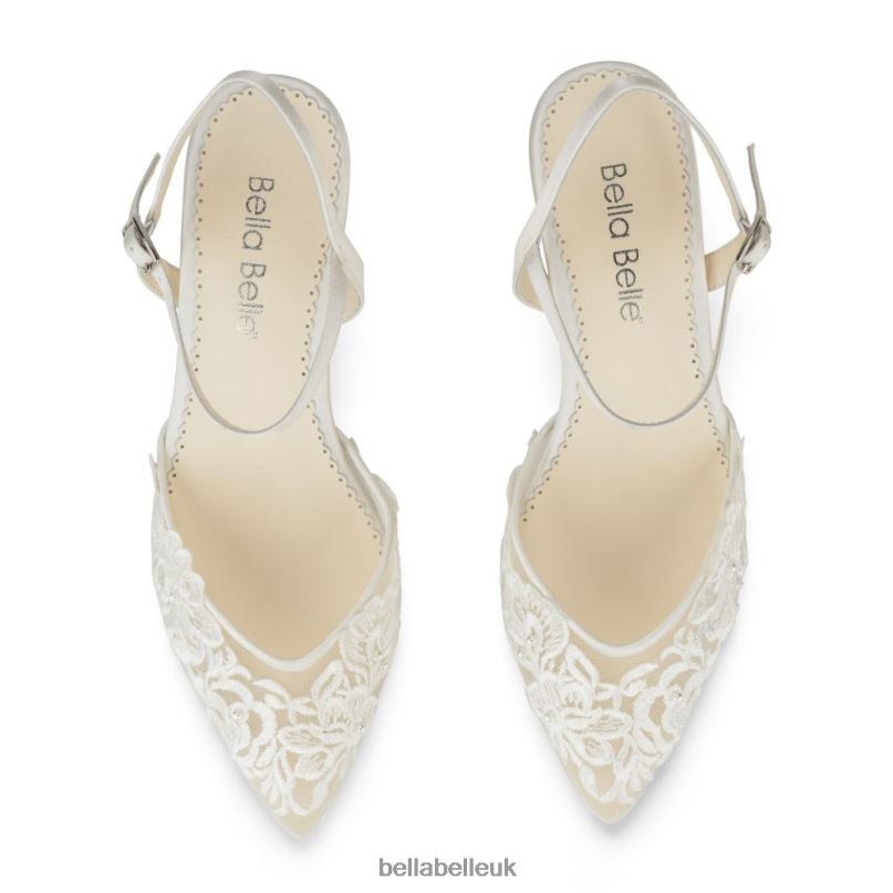 Bella Belle MINA Floral Lace Low Heel Shoes with Pearl Accents 2680217