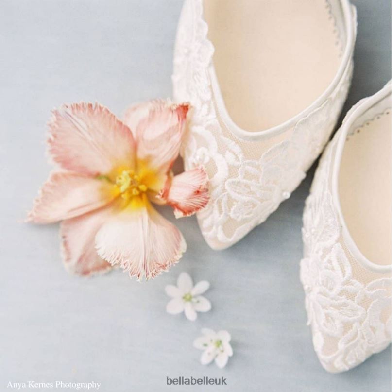 Bella Belle MINA Floral Lace Low Heel Shoes with Pearl Accents 2680217