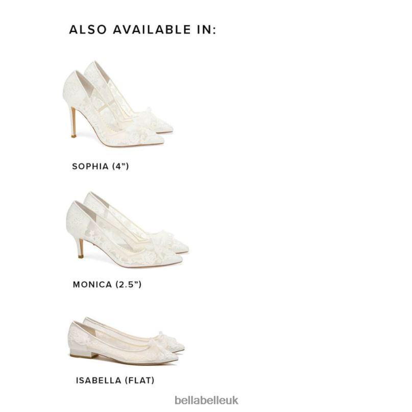 Bella Belle MONICA Lace Embroidered Ivory Bridal Kitten Heels 2680219