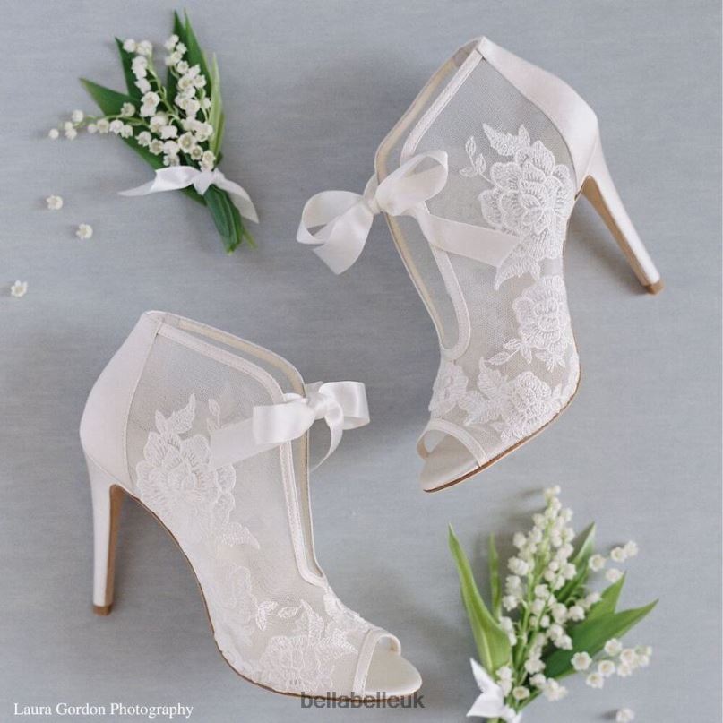Bella Belle NIKKI IVORY Ivory Lace Wedding Booties 2680224