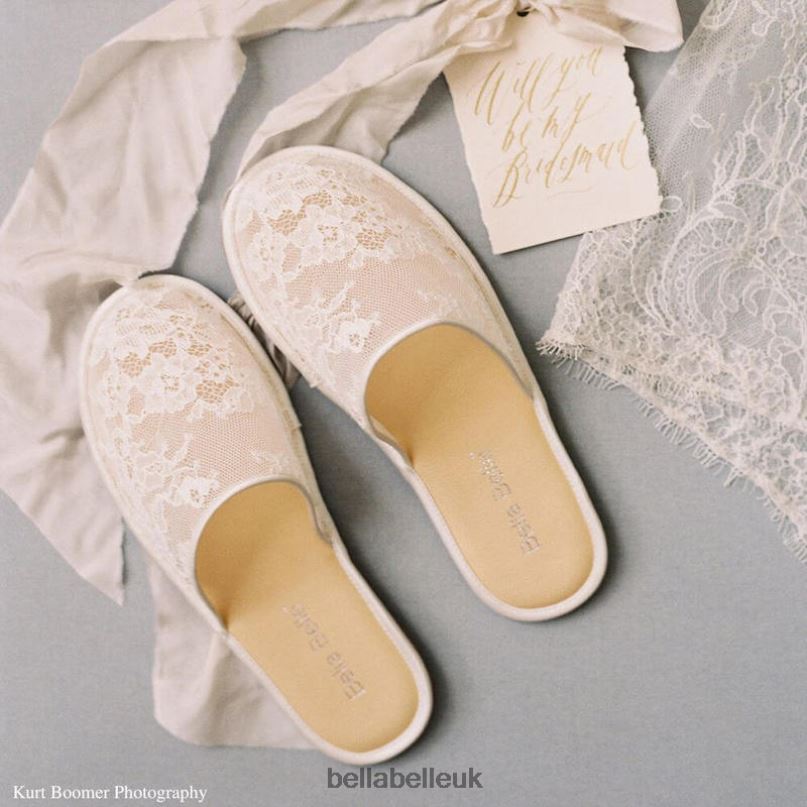 Bella Belle PRISCILLA Ivory Chantilly Lace Bridal Slippers 2680234