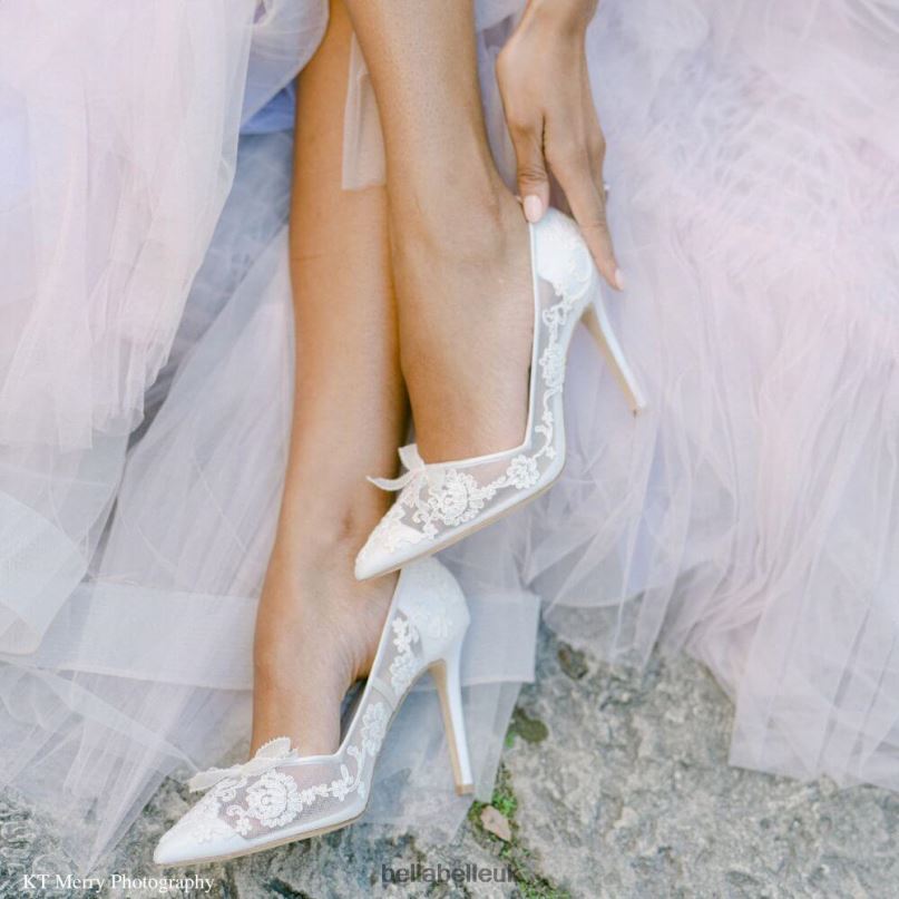 Bella Belle SOPHIA Ivory Flower Lace Wedding Heels 2680218