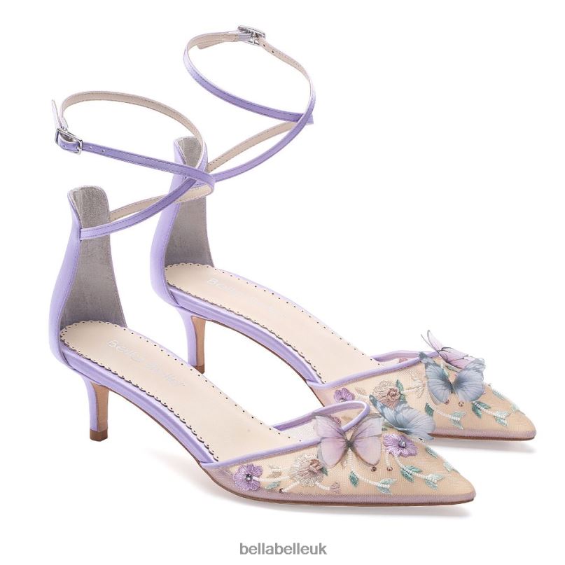 Bella Belle ESTELLE Chiffon Butterfly Kitten Heels with Ankle Straps 26802125
