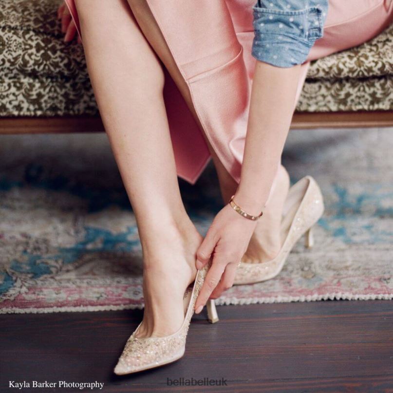 Bella Belle EVELYN NUDE Illusion Mesh Embroidered Crystal & Sequin Sparkly Nude Heels 26802122