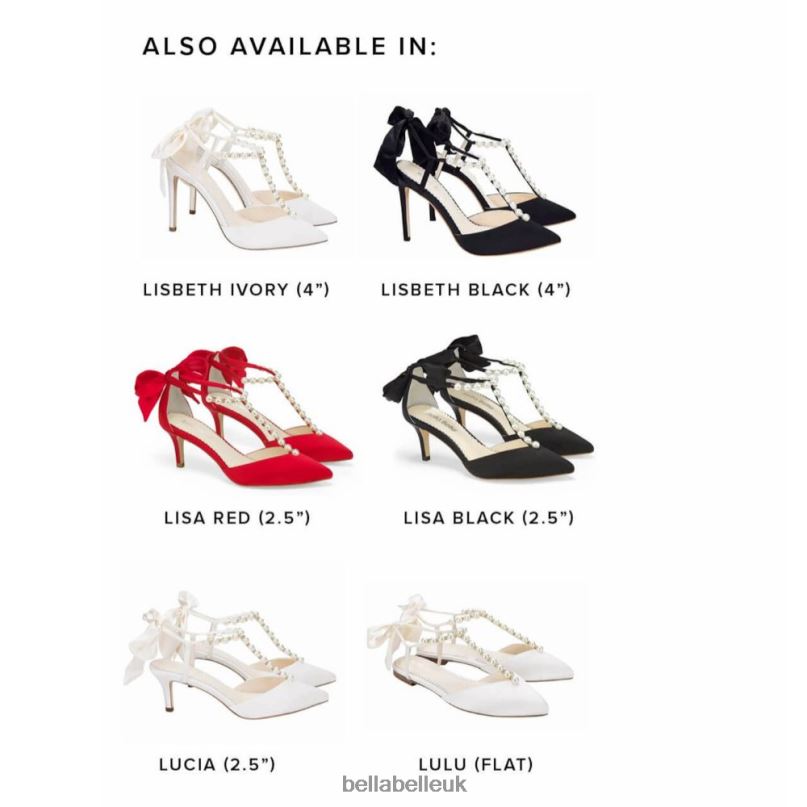 Bella Belle LISA RED Red Kitten Heels with Pearl T Straps and Bows 26802128