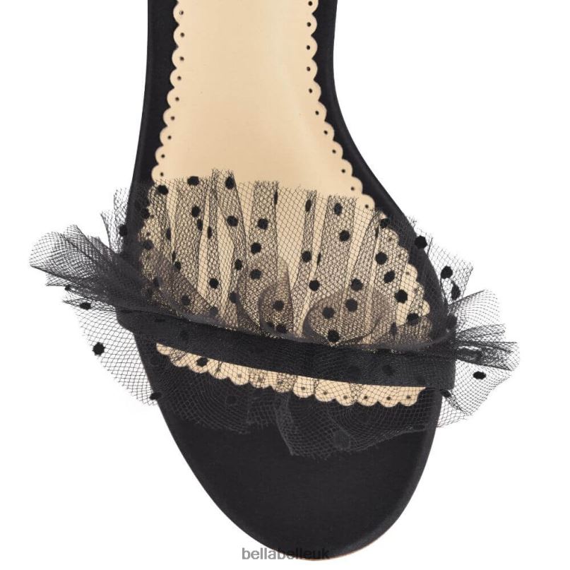 Bella Belle BRIDGET BLACK Stiletto Ankle Strap Black Tulle Heels 26802138