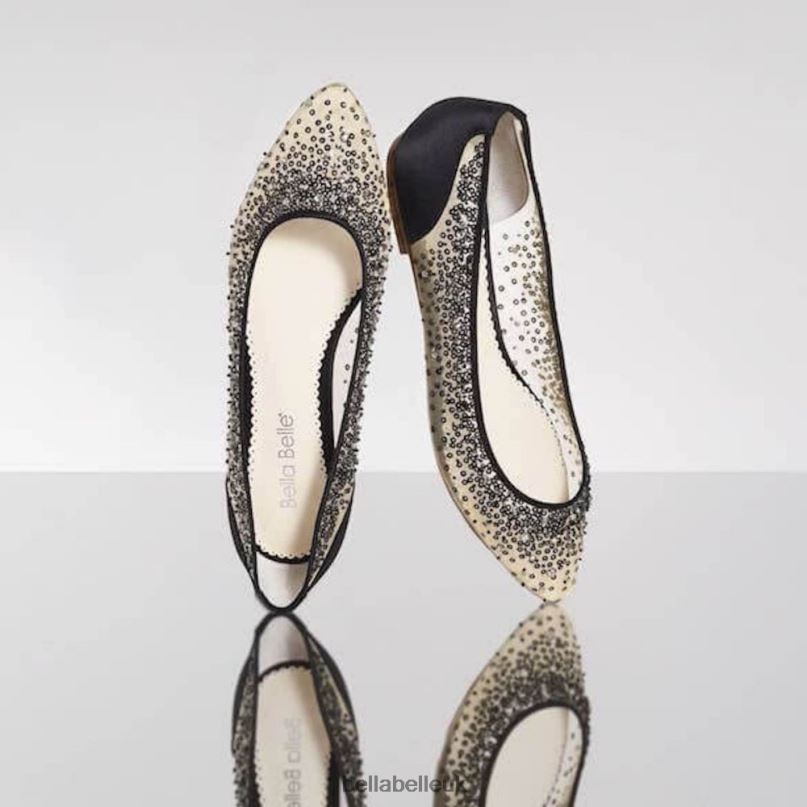 Bella Belle ARIEL BLACK Sequin Black Evening Flats 26802145