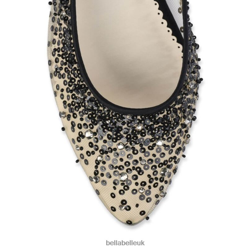 Bella Belle ARIEL BLACK Sequin Black Evening Flats 26802145