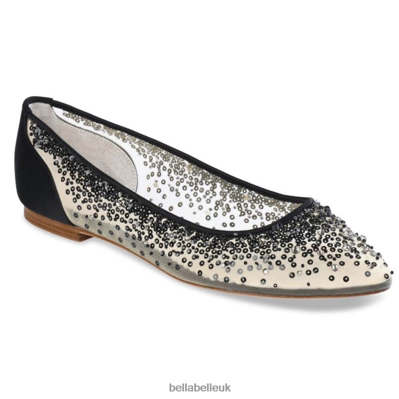 Bella Belle ARIEL BLACK Sequin Black Evening Flats 26802145
